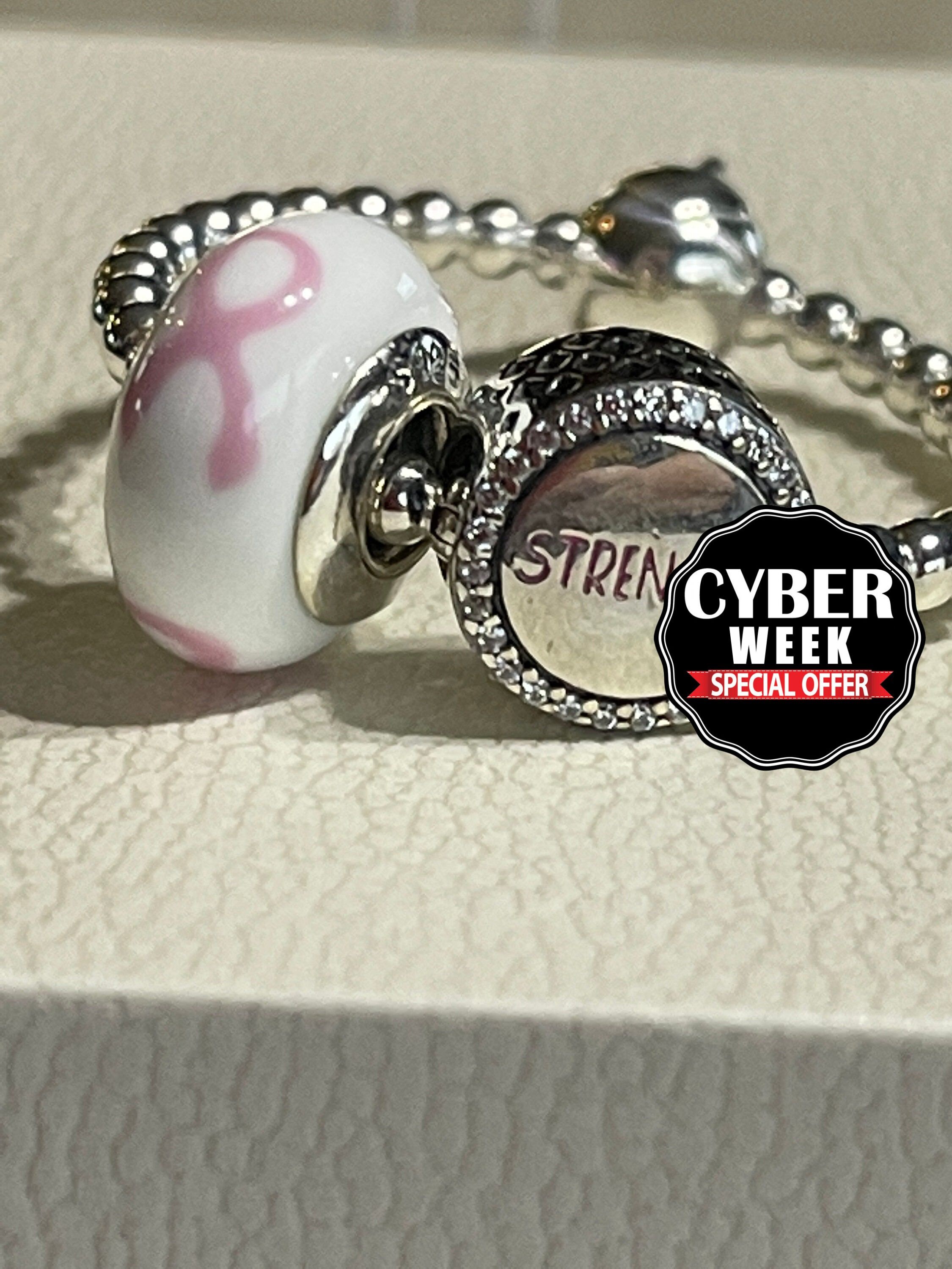 Cancer Survivor Pandora Charm Holder Silver Two Charm Gift Etsy
