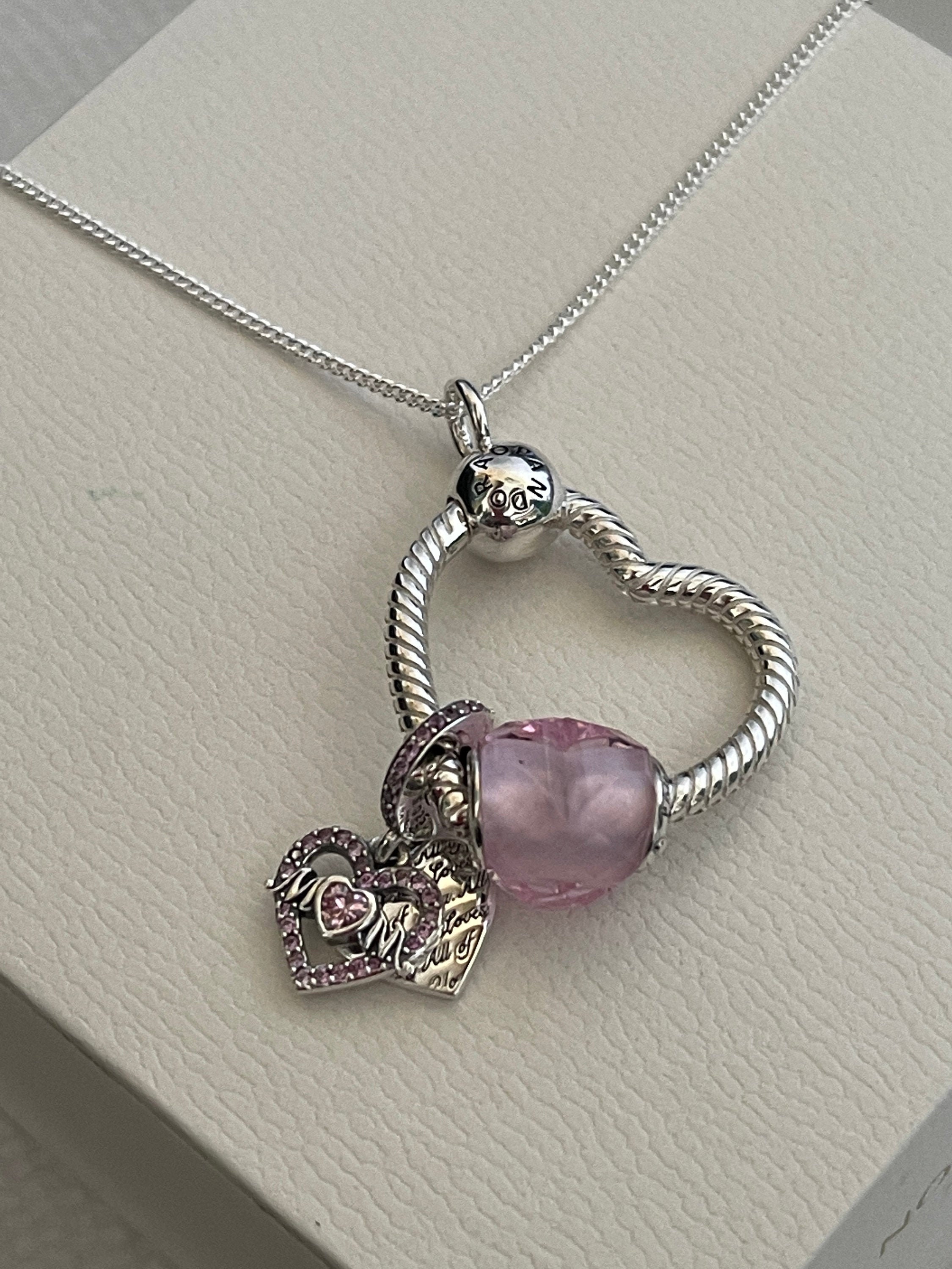 Pandora Necklace Mom Heart O Pendant Necklace Two Charms | Etsy