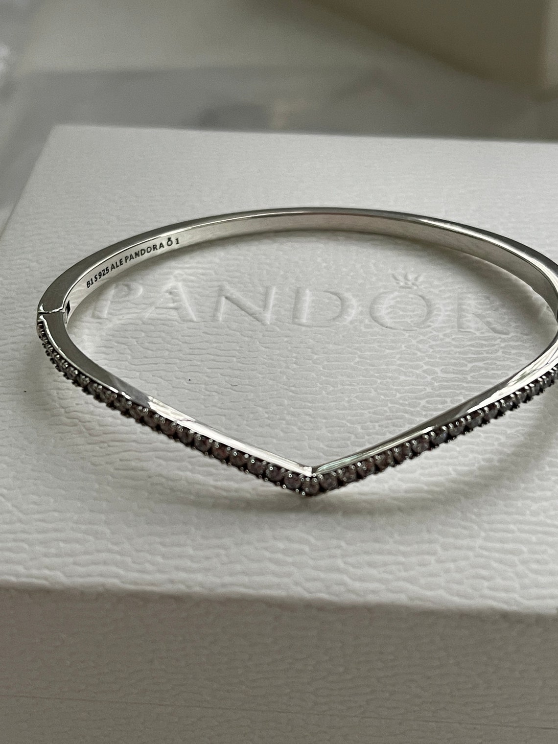 Pandora Bracelet Sparkling Wishbone Bangle Sterling Silver | Etsy