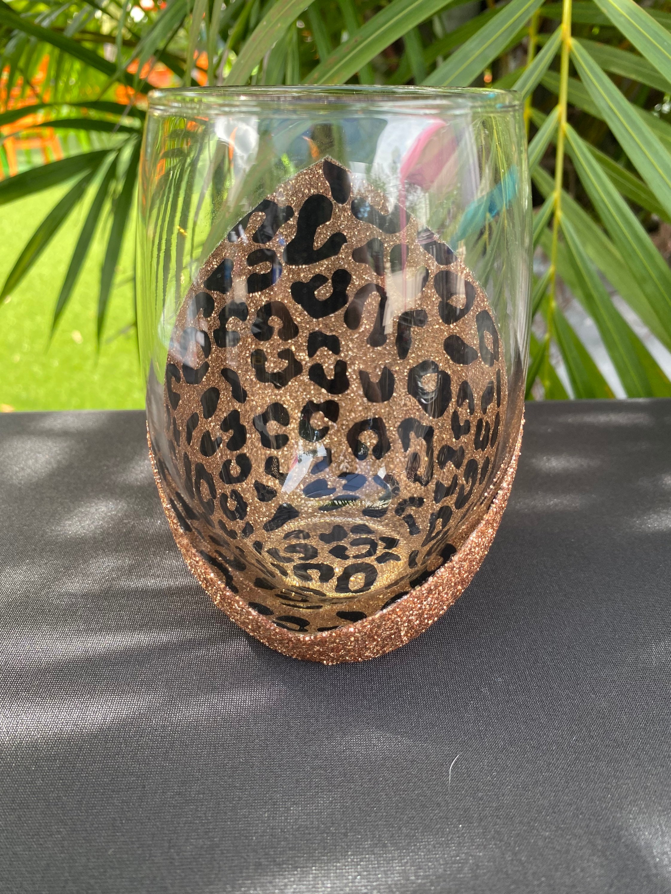 Leopard Animal Print Acrylic Stemless Wine Glasses - Set of 4