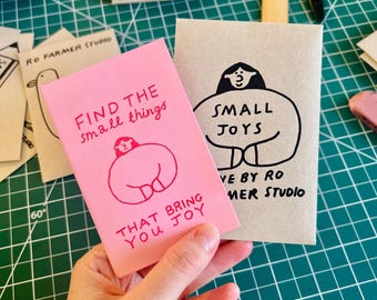 Small Joys Risograph Zine, one page zine with fold out poster