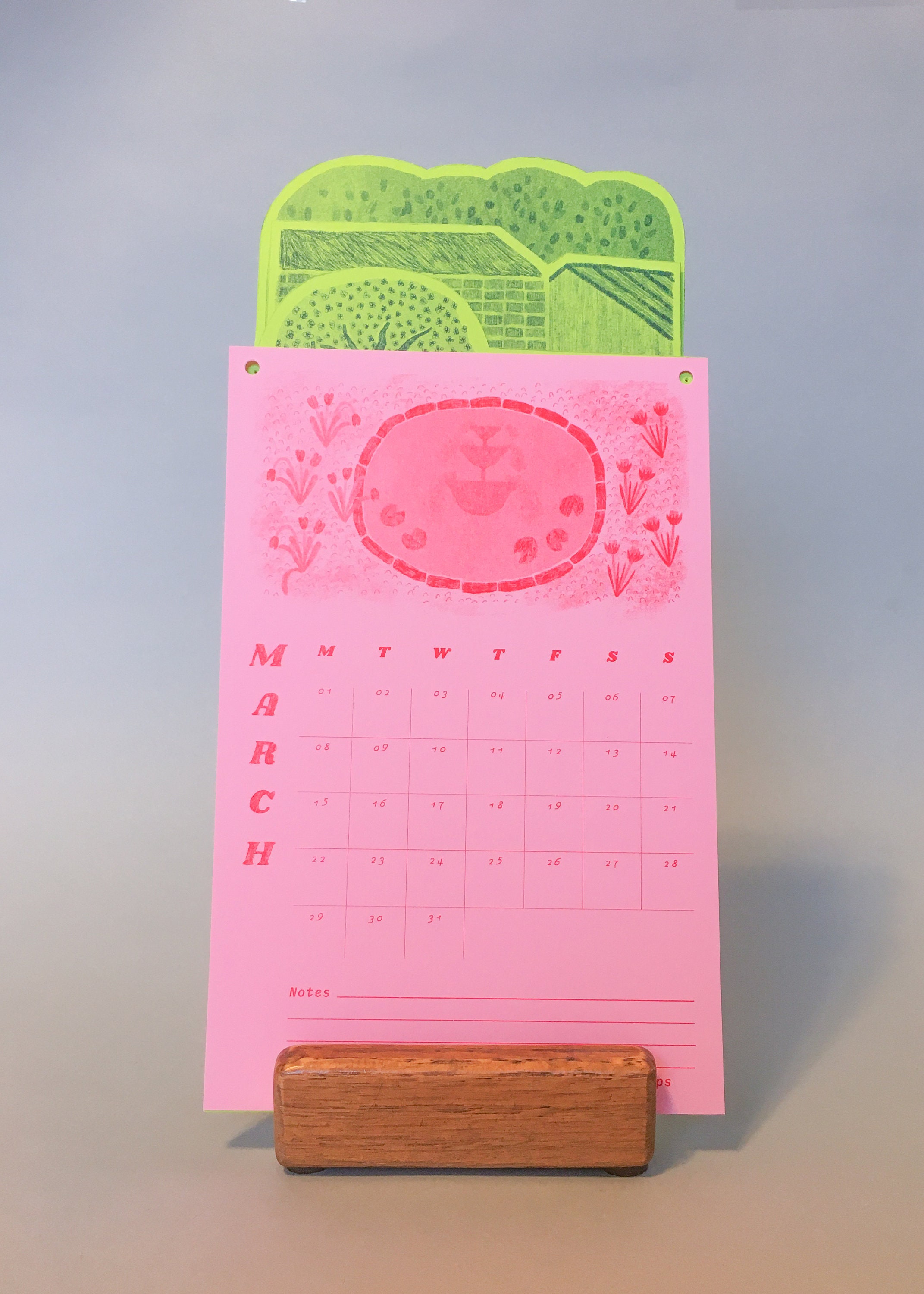 2021 Calendar in the Garden Risograph Print Wall Calendar Etsy