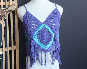 Granny Square Crochet Crop Top/ Bralette