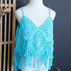 Vovó Quadrada Crochê Crop Top/Bralette