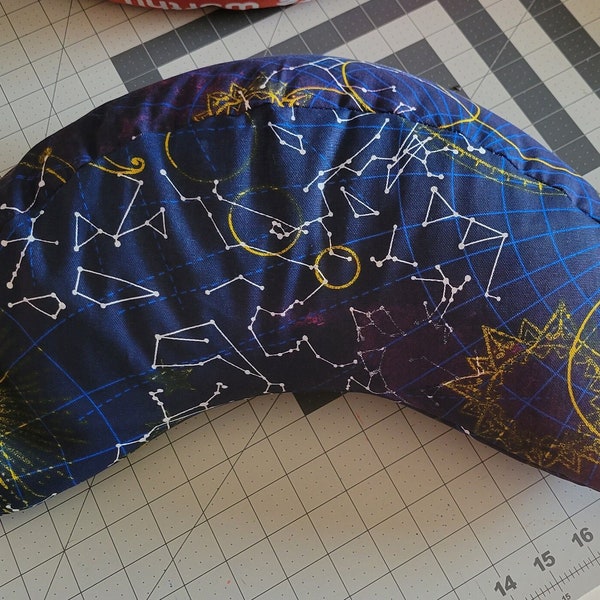 Crescent/Half Moon Zafu meditation pillow- Sun, Moon, Constellations