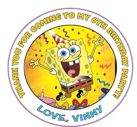 24 Personalized 3" SpongeBob Birthday sticker