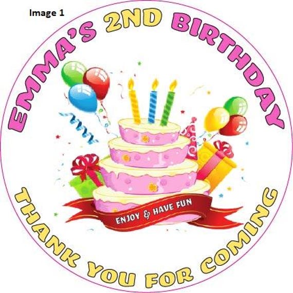 24 Personalized 3" Birthday ballons presents Stickers