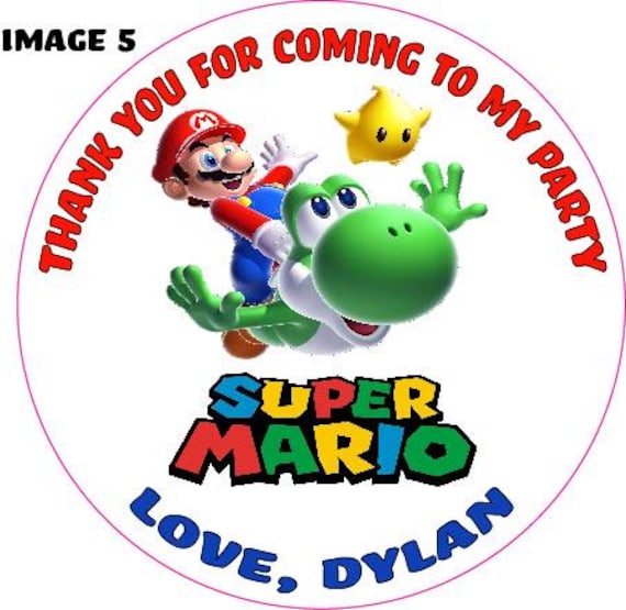 Super Mario Bros. 3" Personalized Stickers Birthday Party 5 to choose from.