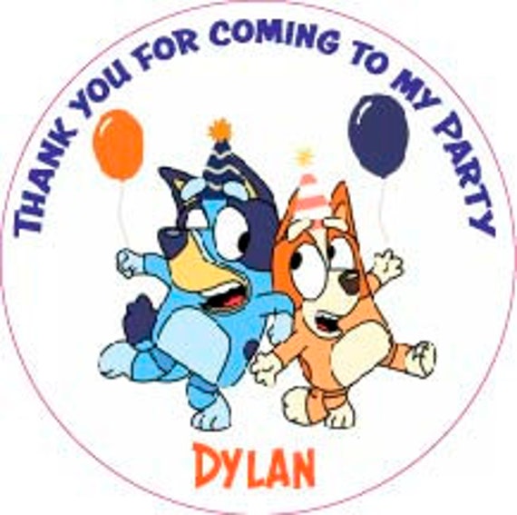 24...3-inch Round Personalized Bluey Birthday stickers