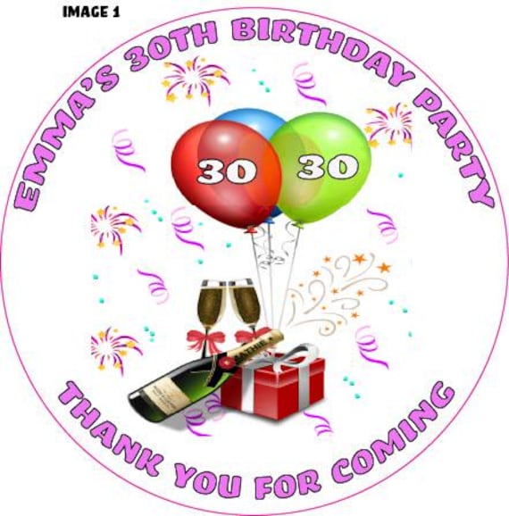 24 Personalized 3" Adult Birthday ballons presents Stickers