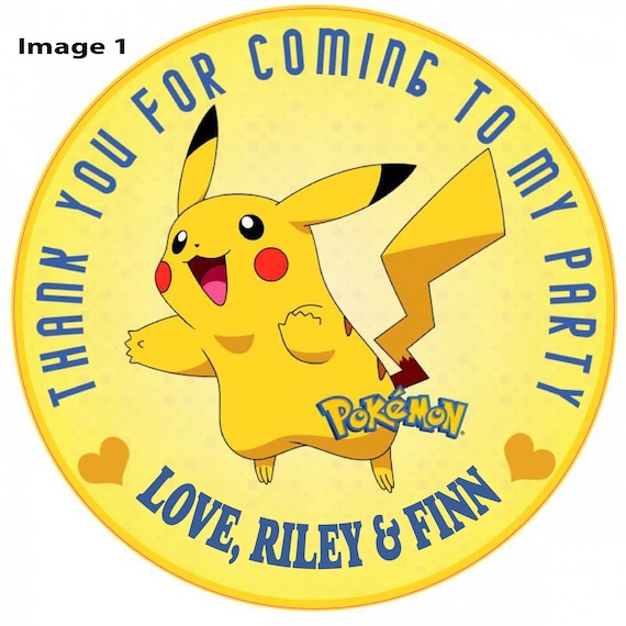 Personalized 3" Pokémon Birthday stickers 8 designs
