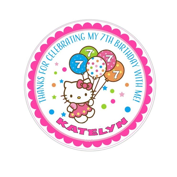 24... 3" Personalized Hello Kitty Birthday stickers