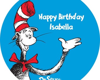 3" Dr Seuss Personalized birthday Stickers 3 to choose from