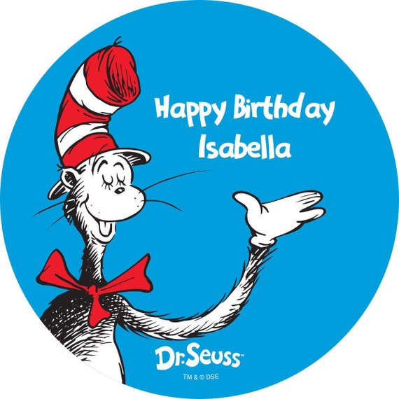 3" Dr Seuss Personalized birthday Stickers 3 to choose from