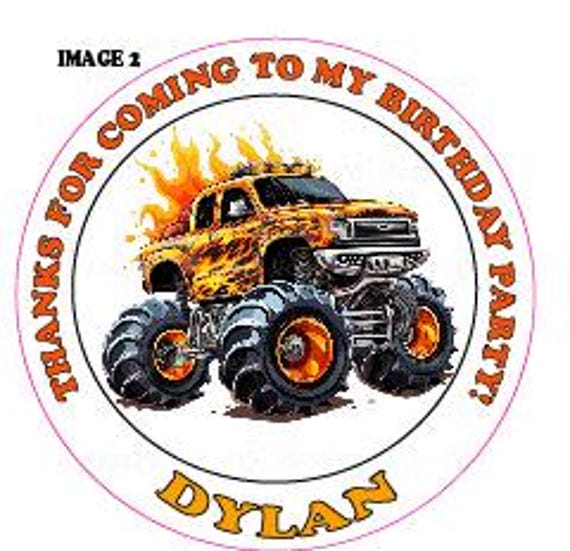 3 INCH Round Personalized Monster Truck stickers
