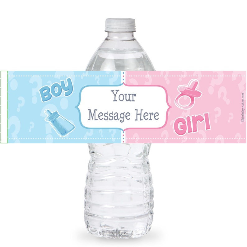 24 Personalized Gender reveal baby shower water bottle labels image 1