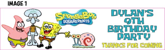 24...3" Spongebob  personalized water bottle labels