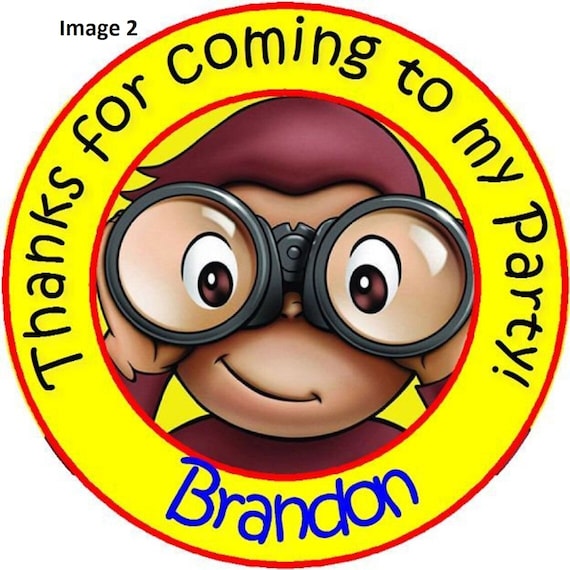 Personalized 3" Curious George Birthday party Stickers 3 to Choose from