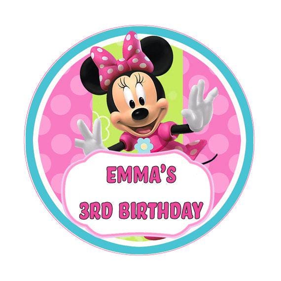 24... 3 inch Personalized Mickey and Minnie Mouse stickers 3 to choose from
