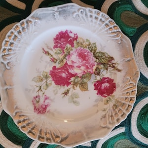 Plate, Bavarian Style Floral Rose, Decorative