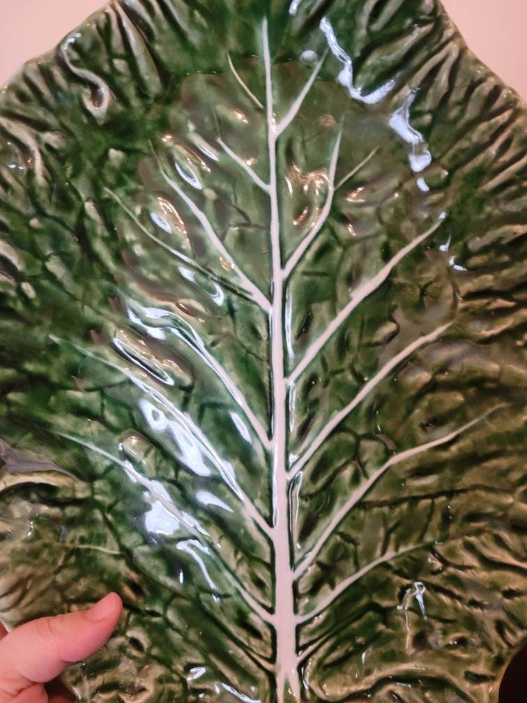 Majolica Cabbage Leaf Platter Portuguese Etsy