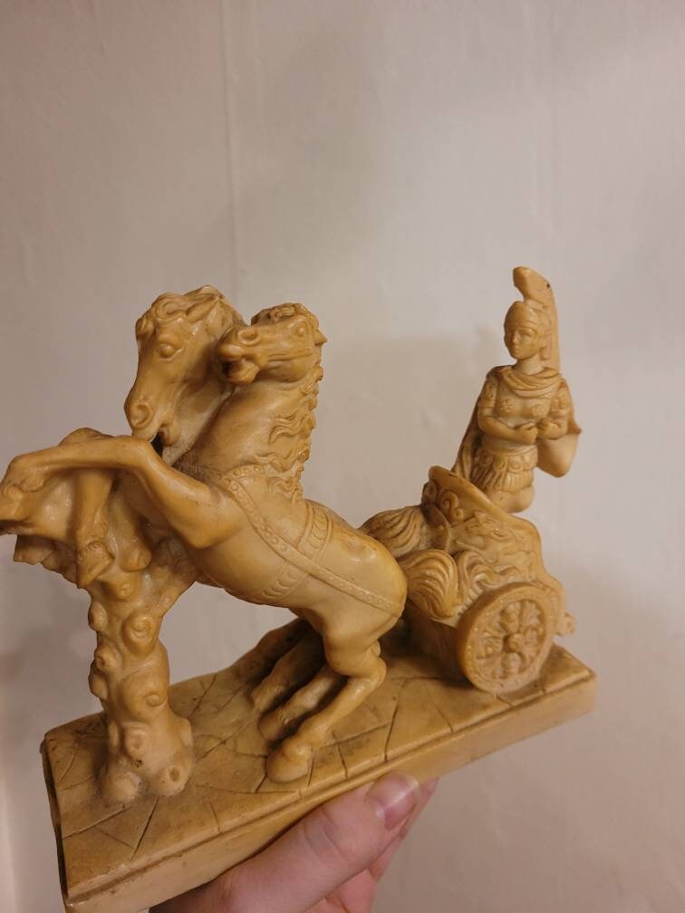 A. Santini, Statue, Roman, Greek, Horse Carriage and Jockey, Gladiator ...