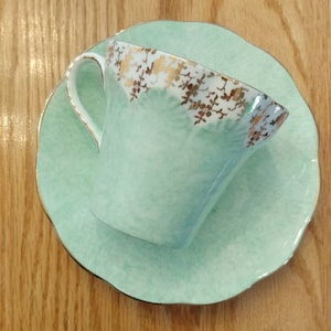 Tea Cup and Saucer Green Stratford Bone China