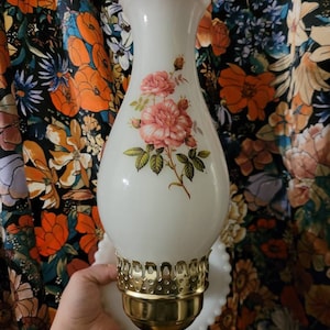 Plug In Milk Glass Sconce with Floral Shade, Brass, Vintage Wall Light