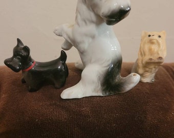 Vintage Dog Figurines, Set of 3, Maltese, Scottie, Terrier