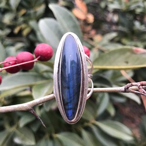 Size 7 Flashy Blue Labradorite /Sterling Silver Statement Ring/Cocktail Ring