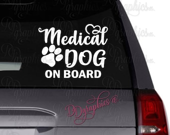 Medical Dog on Board Decal, Medical Dog Sticker, Paw Print Decal, MedicalDog, Dog Paw, Pawprint, Car Window Decal, Medical Canine, Gift