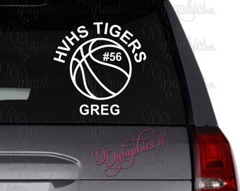 Basketball Team Personalized Vinyl Decal, Custom Basketball Sticker, Basketball Team, Basketball Player, Car window Decal, Mom Gift, Hoops