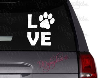 Paw Print Love vinyl decal/ Paw Print Sticker / car decal/tumbler decal/dog/pet/love my dog/pet lover