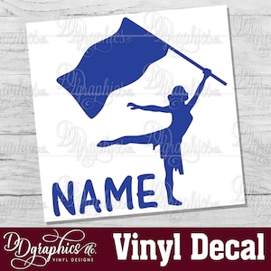 Personalized Color Guard with Name Vinyl Decal, Custom Color Guard Sticker, Car window Decal, Colorguard, Marching Band Decal, Flag Twirler