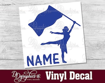 Color Guard with Name Personalized Vinyl Decal, Custom Color Guard Sticker, Car window Decal, Colorguard, Marching Band Decal, Flag Twirler