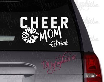 Cheer Mom Personalized Vinyl Decal, Custom Cheerleading Sticker, Cheer Team, Car Window Decal, Cheerleader Decal, Pompom, Sport, Mom Gift