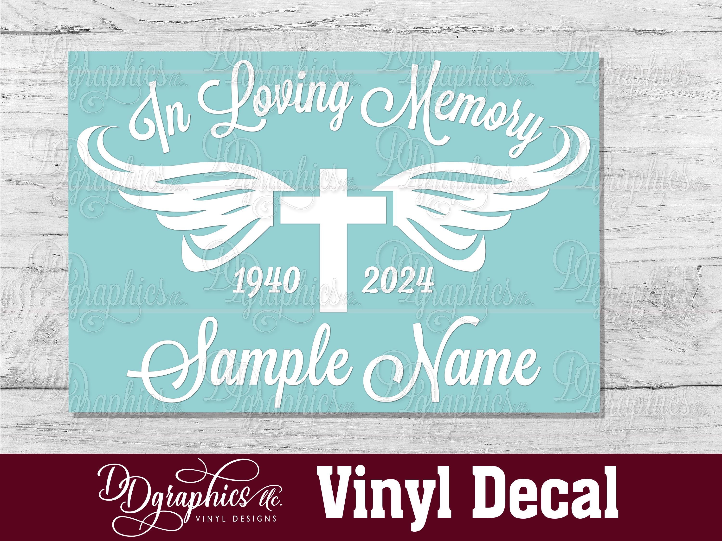 In Loving Memory Cross Vinyl Car Decal, Memorial Personalized Decal, in ...