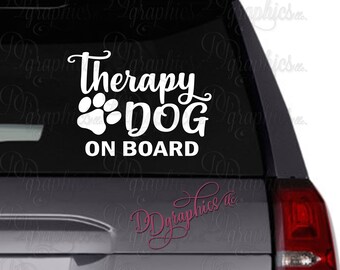 Therapy Dog on Board Decal, Therapy Dog Sticker, Paw Print Decal, TherapyDog, Dog Paw, Pawprint, Car Window Decal, Therapy Canine, Gift