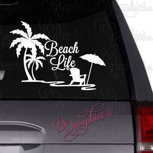 Beach Life Vinyl Decal/ Beach Life Sticker / Beach scene decal / palm tree / beach chair/Palmtree /car decal/tumbler decal/summer/summertime