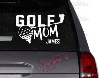 Golf Mom Personalized Vinyl Decal, Custom Golf Sticker, Golf Ball, Car Window Decal, Golf club, Golf Team, Golfer, Mom Gift, Tee, Sports