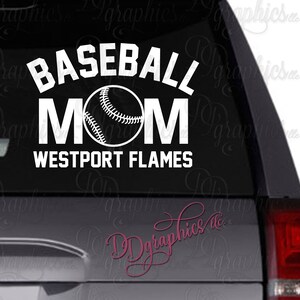 Personalized Baseball Mom Vinyl Decal, Custom Baseball Sticker, Baseball Team Player, Car Window Decal, Mom Gift, Base Ball Gift, Sports