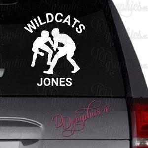 Personalized Wrestling Vinyl Car Decal, Custom Wrestling Sticker, Wrestlers, Wrestle, Wrestling team, Car Window Decal, Gift, Sports Team