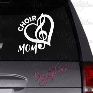 Personalized Choir Mom Vinyl Decal, Custom Choir Sticker, School Choir Name, Car window Decal, Music,  Sing, Treble Clef Heart, Chorus, Gift
