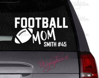 Football Mom Personalized Vinyl Decal, Custom Football Sticker, Football Team, Football Player, Car Window Decal, Mom Gift, Foot Ball Gift