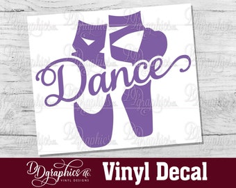 Dance Ballet Slippers Vinyl Decal, Custom Dance Sticker, Dance Team, Car window Decal, Dancer, Dancing, Ballerina, Ballet Shoes, Mom Gift