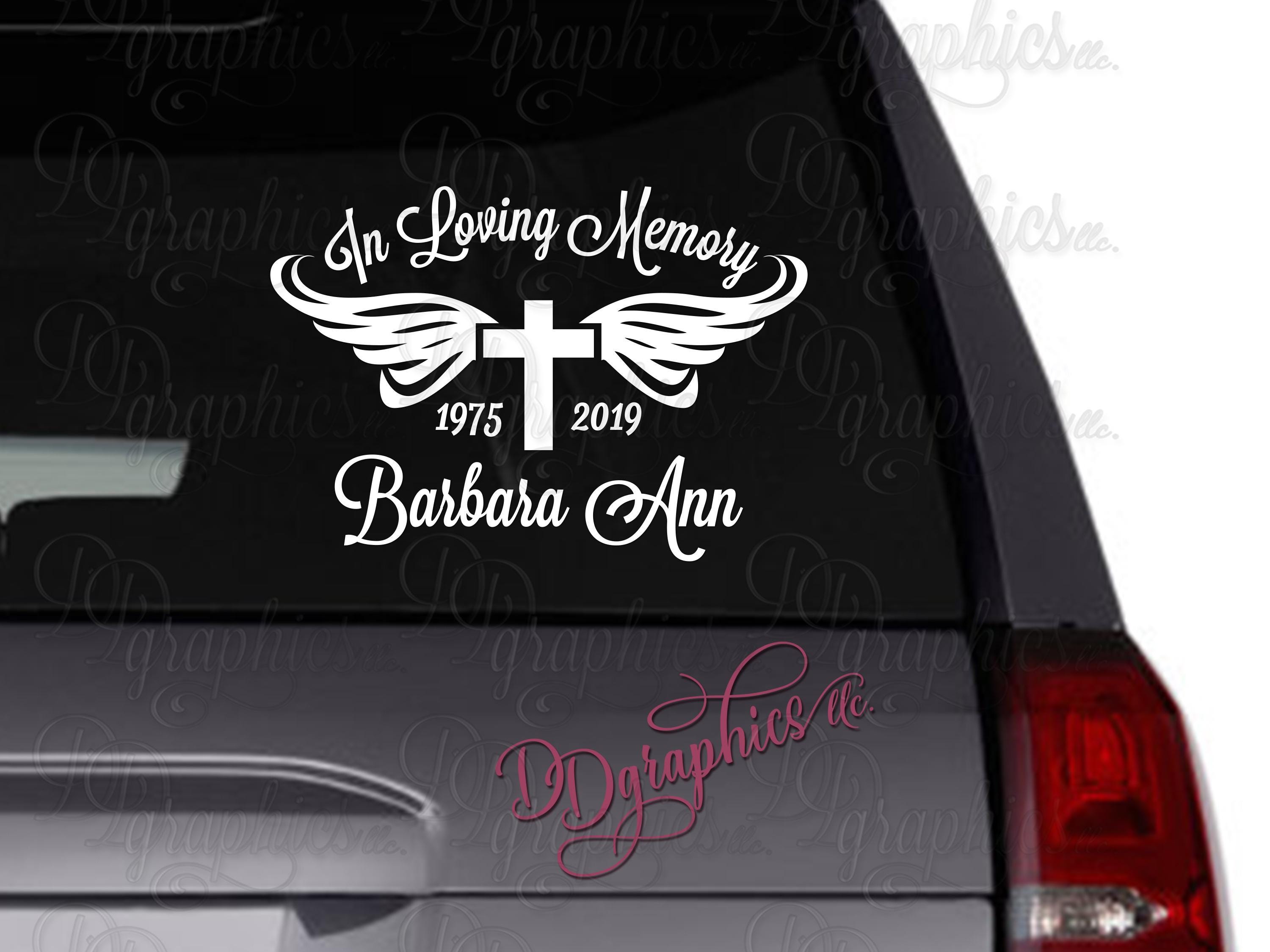 In Loving Memory Cross Vinyl Car Decal, Memorial Personalized Decal, in ...