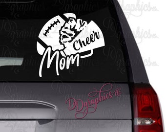 Cheer and Football Mom Vinyl Decal, Cheerleading Sticker, Football Team, Car window Decal, Cheerleader, Sports, Mom Gift