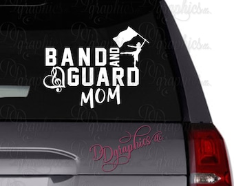 Band and Guard Mom Vinyl Decal, ColorGuard Sticker, Marching Band, Car window Decal, Flag Twirler, Color Guard, Treble clef