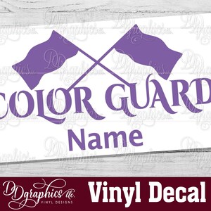 Personalized Color Guard with Flags Vinyl Decal, Custom Color Guard Sticker, Car window Decal, Colorguard, Marching Band Decal, Flag Twirler