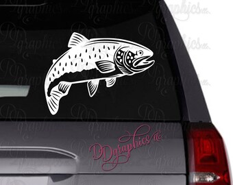 Trout Vinyl Decal, Fish Sticker, Car window Adhesive Decal, fishing, Gift